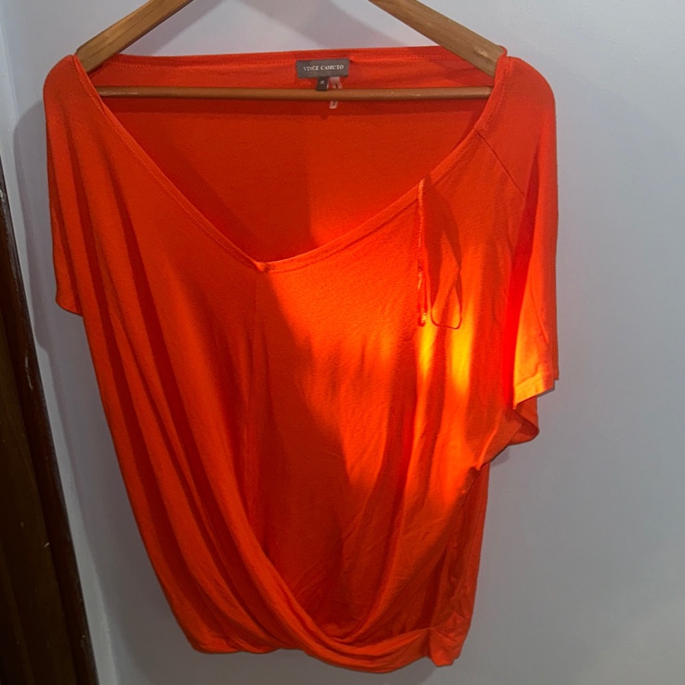 Vince Camuto Bright Orange Drape Blouse